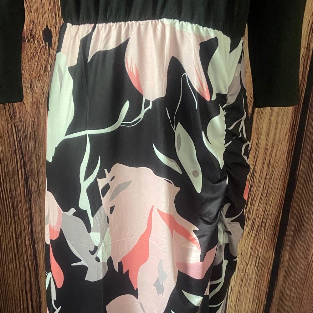 Black and Pink Floral Maxi Dress, Medium, 9G-111D053 - Picture 3 of 5